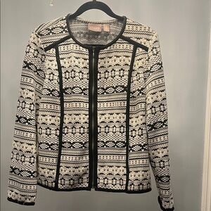 Chico's Monochrome Geometric Knit Jacket